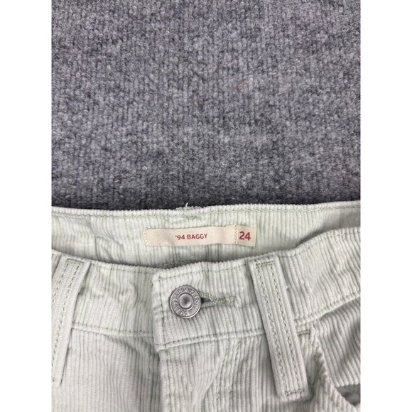 Levi's Pants Womens 24x31 Light Green 94 Baggy Corduroy High Rise Loose Fit - Picture 2 of 10